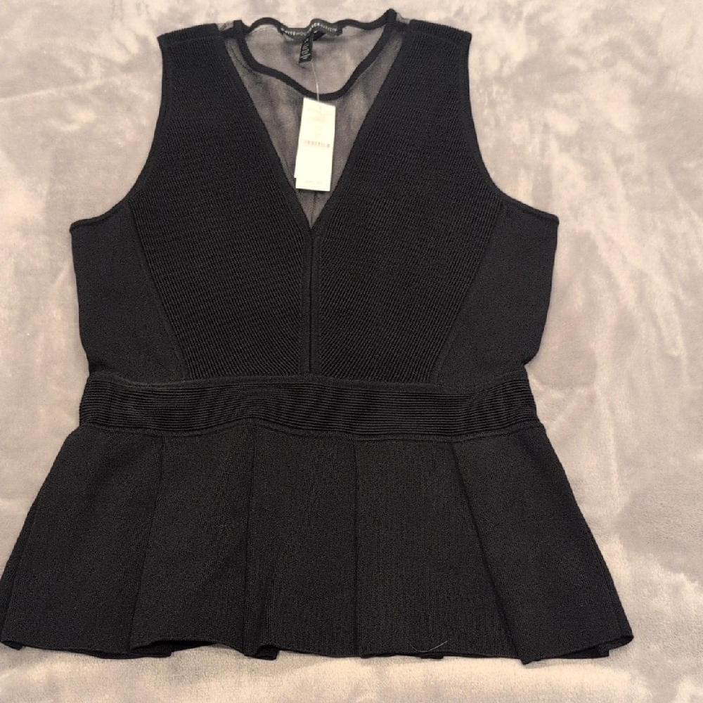 White House Black Market Black Peplum Blouse